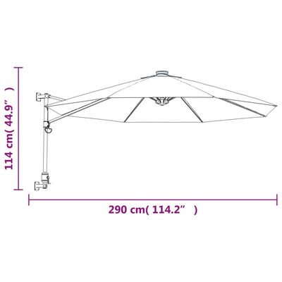 vidaXL Wand-Sonnenschirm Gelb 290 cm