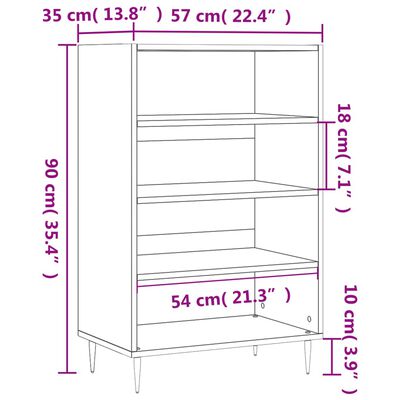 vidaXL Highboard Weiß 57x35x90 cm Holzwerkstoff