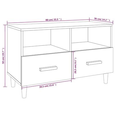 vidaXL TV-Schrank Grau Sonoma 80x36x50 cm Holzwerkstoff