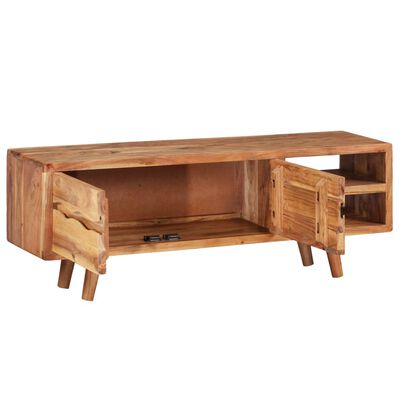 vidaXL TV-Schrank Akazienholz Massiv Geschnitzte Türen 117x30x40 cm