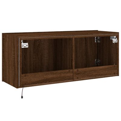 vidaXL TV-Wandschrank mit LED-Leuchten Braun Eichen-Optik 100x35x41 cm