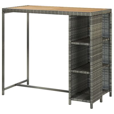 vidaXL Bartisch mit Regal Grau 120x60x110 cm Poly Rattan