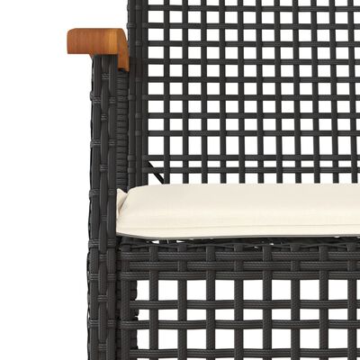 vidaXL 3-tlg. Garten-Essgruppe mit Kissen Schwarz Poly Rattan