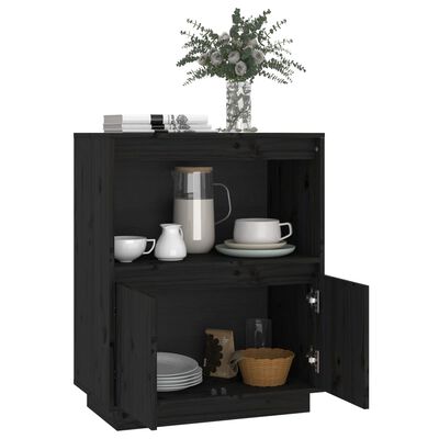 vidaXL Sideboard Schwarz 60x34x75 cm Massivholz Kiefer