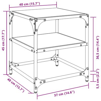 vidaXL Couchtische mit Glasplatten 2 Stk. Schwarz 40x40x45 cm Stahl