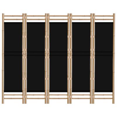 vidaXL 5-tlg. Paravent Faltbar 200 cm Bambus und Canvas