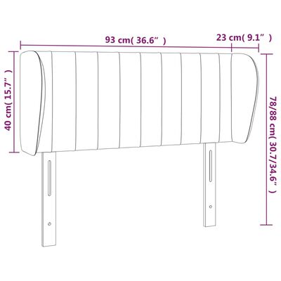 vidaXL Kopfteil mit Ohren Dunkelbraun 93x23x78/88 cm Stoff