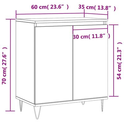 vidaXL Sideboard Grau Sonoma 60x35x70 cm Holzwerkstoff