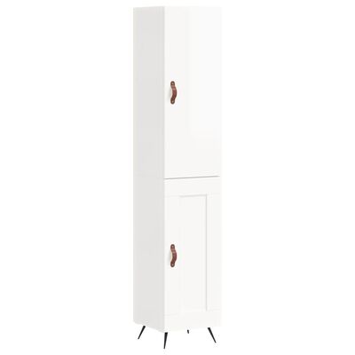 vidaXL Highboard Hochglanz-Weiß 34,5x34x180 cm Holzwerkstoff