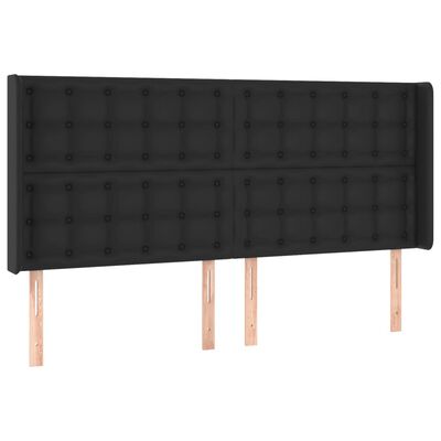 vidaXL LED Kopfteil Schwarz 203x16x118/128 cm Kunstleder