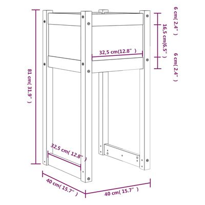 vidaXL Pflanzkübel 2 Stk. Grau 40x40x81 cm Massivholz Kiefer