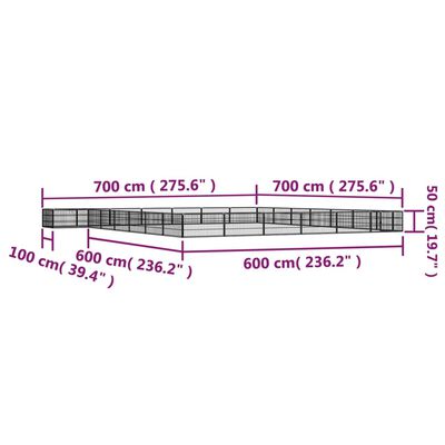 vidaXL 28-tlg. Hundelaufstall Schwarz 100x50cm Stahl Pulverbeschichtet