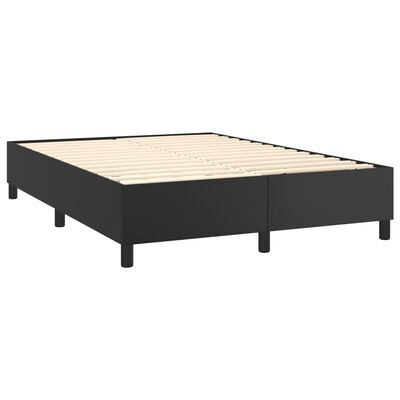 vidaXL Boxspringbett mit Matratze & LED Schwarz 140x190 cm Kunstleder