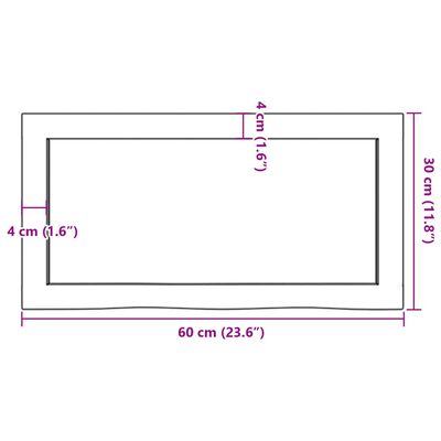 vidaXL Waschtischplatte Dunkelbraun 60x30x(2-6)cm Massivholz Behandelt