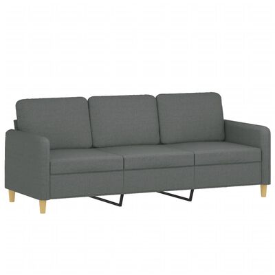 vidaXL 3-Sitzer-Sofa mit Hocker Dunkelgrau 180 cm Stoff