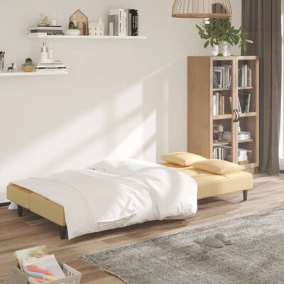 vidaXL Schlafsofa 2-Sitzer mit 2 Kissen Creme Samt