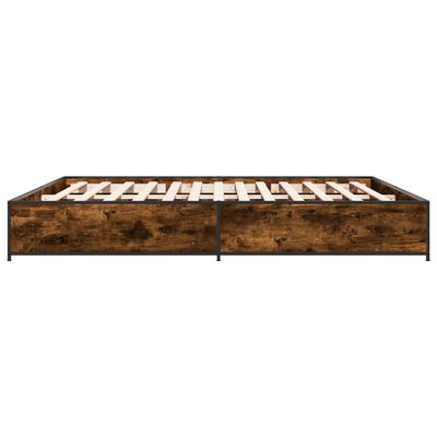 vidaXL Bettgestell Räuchereiche 200x200 cm Holzwerkstoff und Metall