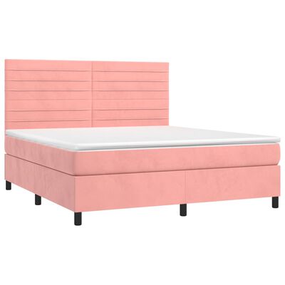 vidaXL Boxspringbett mit Matratze Rosa 160x200 cm Samt