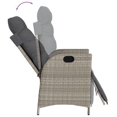 vidaXL 9-tlg. Garten-Essgruppe mit Kissen Hellgrau Poly Rattan