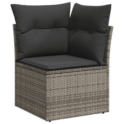 vidaXL 7-tlg. Garten-Sofagarnitur mit Kissen Grau Poly Rattan