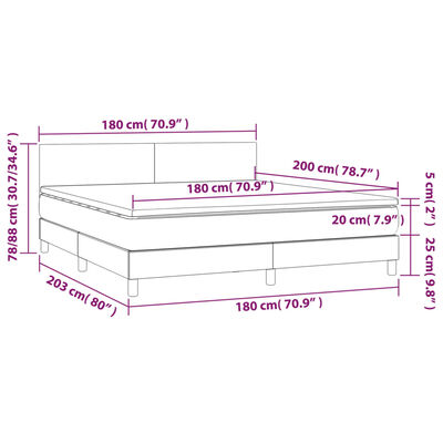 vidaXL Boxspringbett mit Matratze & LED Weiß 180x200 cm Kunstleder