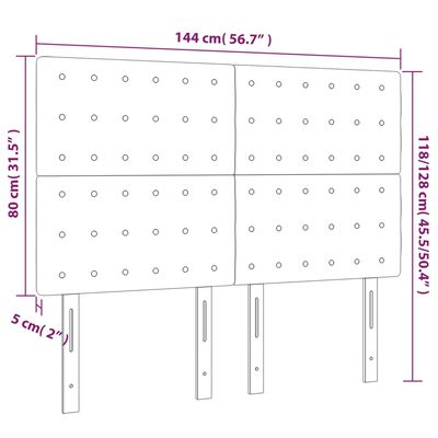 vidaXL LED Kopfteil Taupe 144x5x118/128 cm Stoff