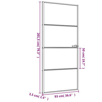 vidaXL Innentür Schlank Schwarz 93x201,5 cm Hartglas & Aluminium