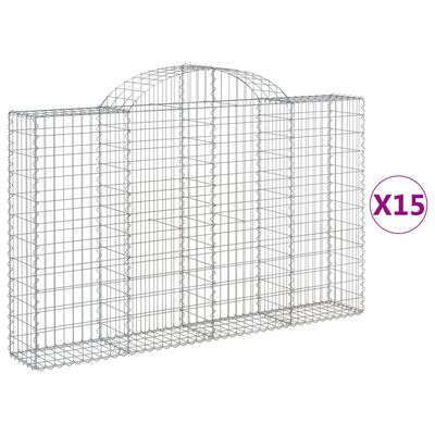 vidaXL Gabionen mit Hochbogen 15Stk. 200x30x120/140cm Verzinktes Eisen