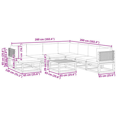 vidaXL 9-tlg. Garten-Sofagarnitur mit Kissen Massivholz Akazie