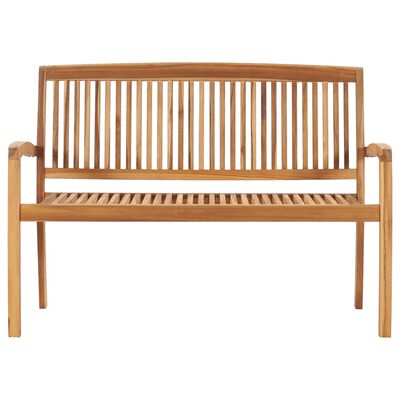 vidaXL Stapelbare Gartenbank mit Auflage 128,5 cm Massivholz Teak