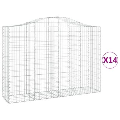 vidaXL Gabionen mit Hochbogen 14Stk. 200x50x140/160cm Verzinktes Eisen