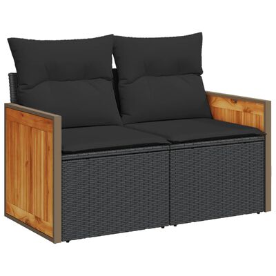 vidaXL Gartensofa mit Kissen 2-Sitzer Beige Poly Rattan