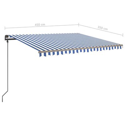 vidaXL Markise Manuell Einziehbar mit LED 4,5x3,5 m Blau und Weiß