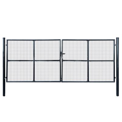 vidaXL Mesh-Gartentor Verzinkter Stahl 400 x 150 cm Grau