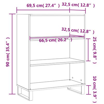 vidaXL Regalschrank Weiß 69,5x32,5x90 cm Holzwerkstoff