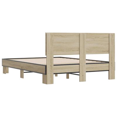 vidaXL Bettgestell Sonoma-Eiche 140x190 cm Holzwerkstoff und Metall