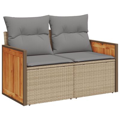 vidaXL 4-tlg. Garten-Sofagarnitur mit Kissen Beige Poly Rattan