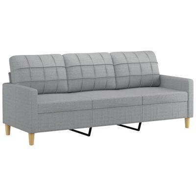 vidaXL 3-Sitzer-Sofa mit Hocker Hellgrau 180 cm Stoff