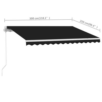 vidaXL Standmarkise Manuell Einziehbar 300x250 cm Anthrazit