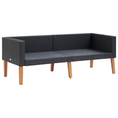 vidaXL 4-tlg. Garten-Lounge-Set mit Auflagen Poly Rattan Schwarz