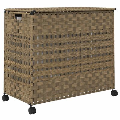 vidaXL Wäschekorb mit Rollen 66x35x60 cm Rattan