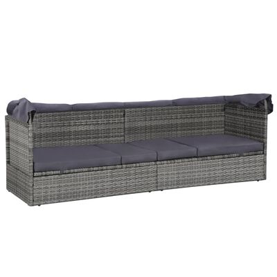 vidaXL Gartenbett mit Baldachin Grau 205×62 cm Poly Rattan