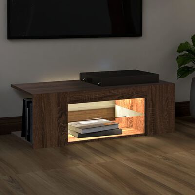 vidaXL TV-Schrank mit LED-Leuchten Braun Eichen-Optik 90x39x30 cm