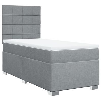 vidaXL Boxspringbett mit Matratze Hellgrau 80x200 cm Stoff