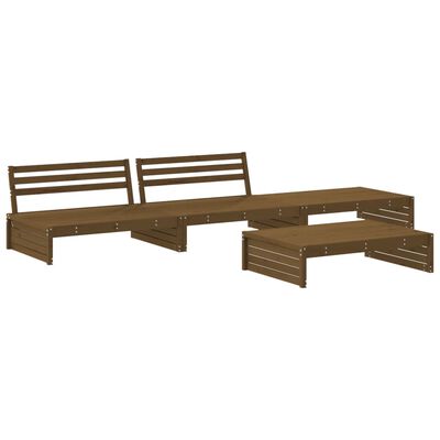 vidaXL 4-tlg. Garten-Lounge-Set mit Kissen Honigbraun Massivholz