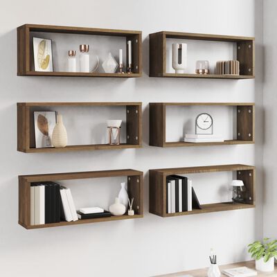 vidaXL Würfelregale 6 Stk. Braun Eichen-Optik 60x15x23cm Holzwerkstoff