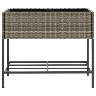 vidaXL Hochbeete mit Ablage 2 Stk. Grau 90x40x75 cm Poly Rattan