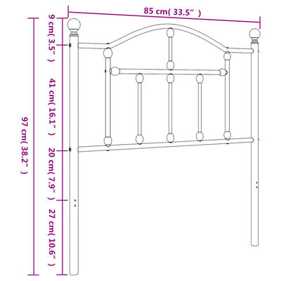 vidaXL Kopfteil Metall Weiß 80 cm