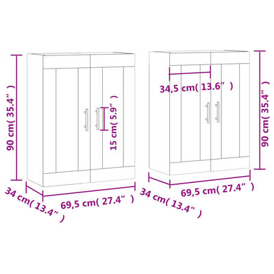 vidaXL Wandschränke 2 Stk. Weiß Holzwerkstoff