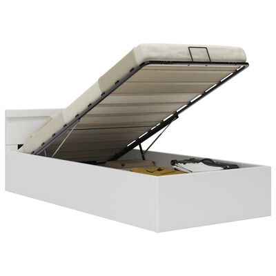 vidaXL Bett mit Bettkasten Hydraulisch LED Weiß Kunstleder 100x200 cm